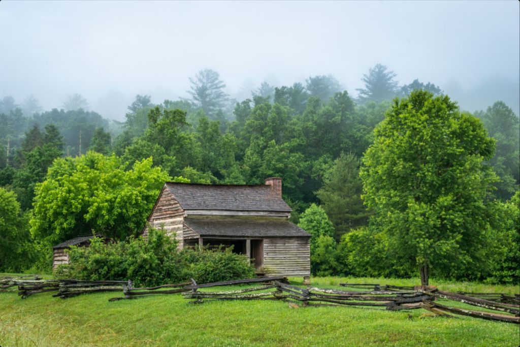 Dan Lawson Cabin in the Morning Fog