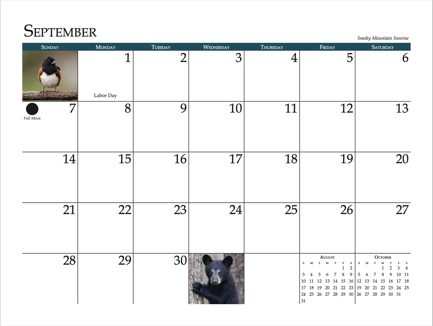 Smoky Mountains Fall 2025 Calendar